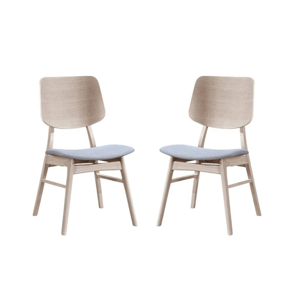 Front. FurniFact - Wood Back Dining Chair Set of 2 Mid-Century White Ash - White.