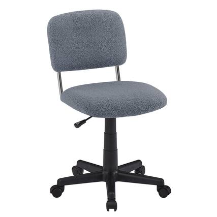 Front. Vecelo - Faux Fur Desk Chair with Adjustable Height - 360° Swivel Office Chair, Armless Sherpa Vanity Chair with Rolling Casters - Grey.