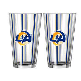 Logo Brands - Los Angeles Rams Two-Piece 16oz. Striped Pint Glass Set - Multicolor