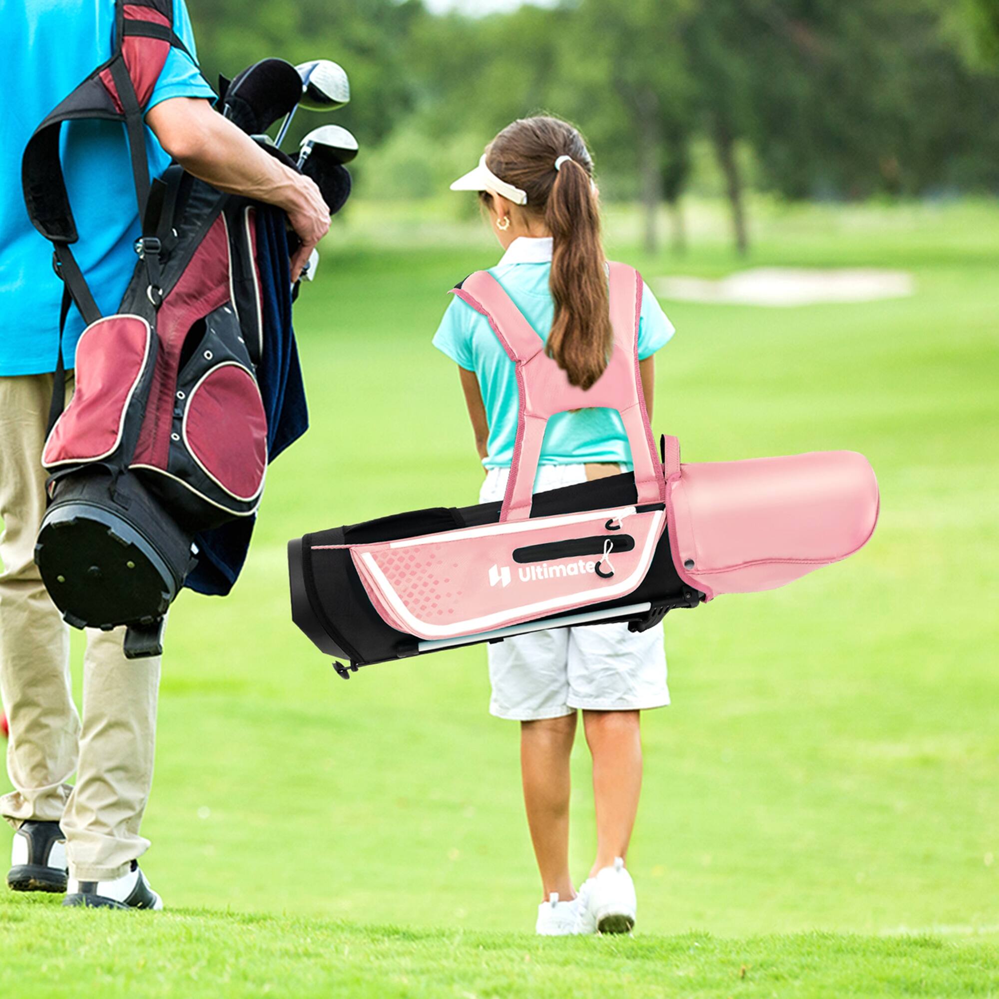Alt View 3. Costway - Costway Kids Golf Practice Set Junior Complete Golf Club Set for Kids Age 8-10 Years Old - Pink.