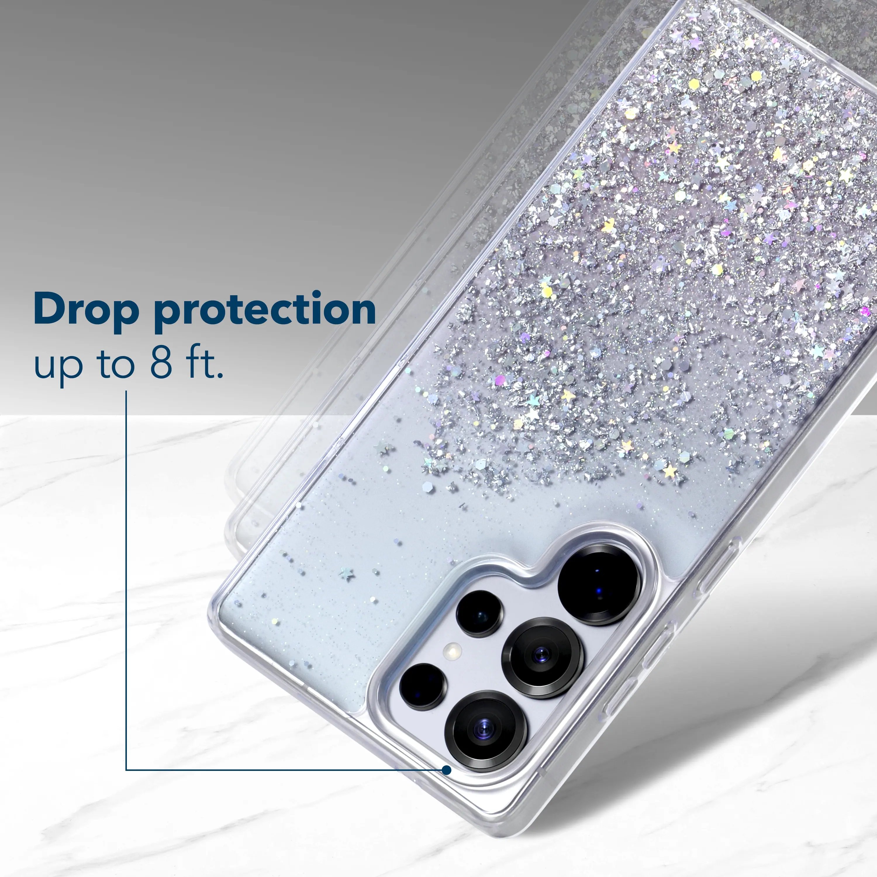 Drop protection up to 8 feet.