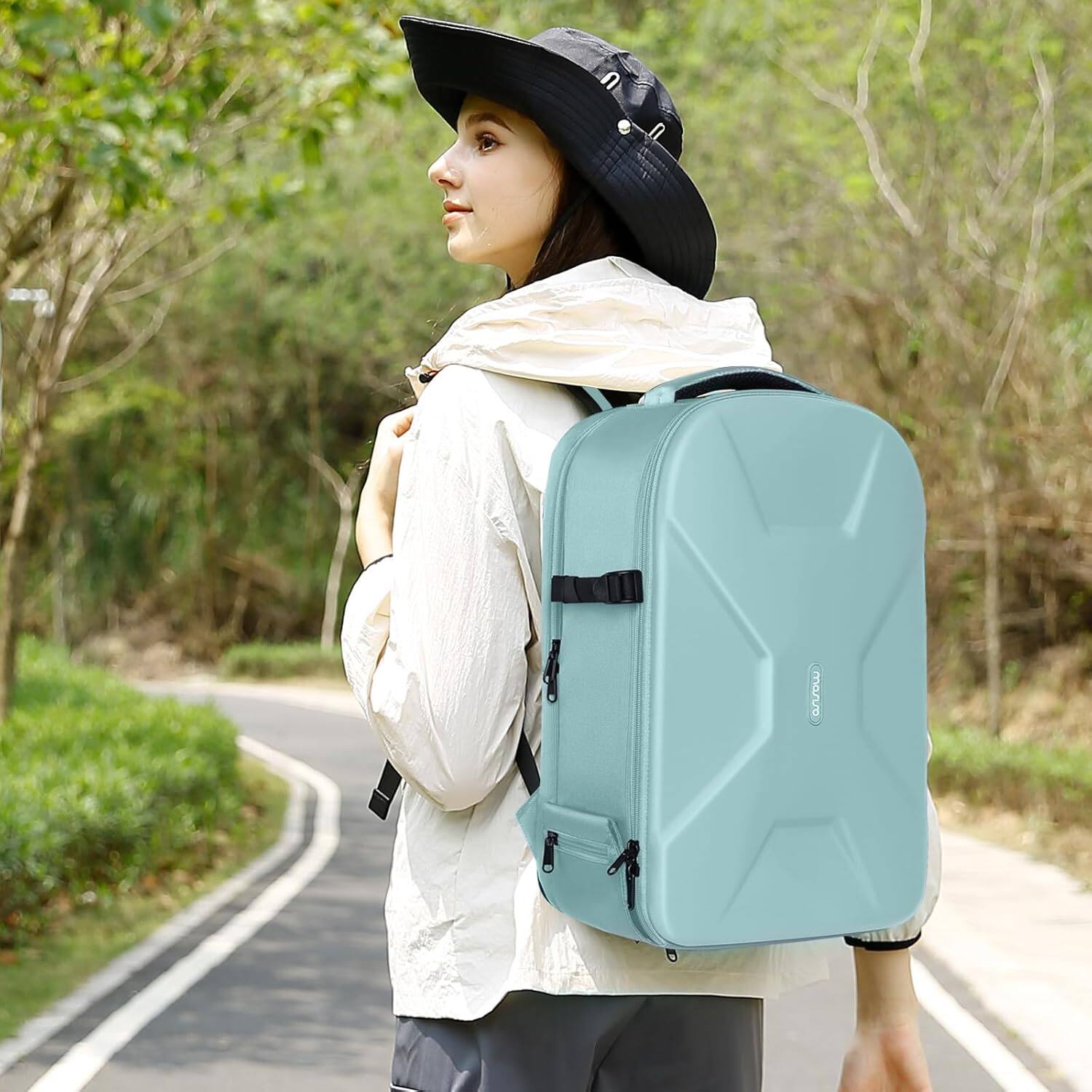 Alt View 2. mosiso - Camera Backpack 15-16 inch Waterproof Hardshell Camera Bag with Tripod Holder&Laptop Compartment - Aquamarine.