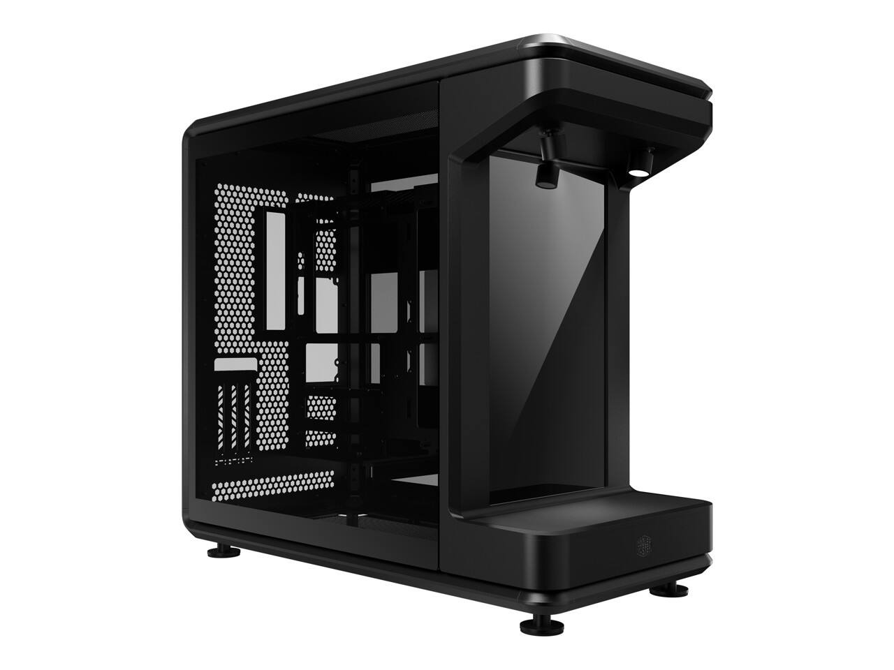 Left. Cooler Master - masterframe 360 stage lcd open-frame atx pc case, front lcd displa - Black.