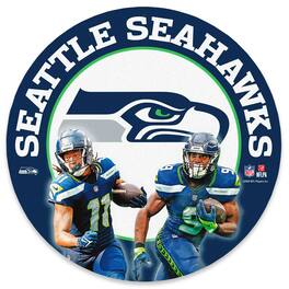 Open Road Brands - Seattle Seahawks Kenneth Walker III &-Jaxon Smith-Njigba Team Stars 11" Round Metal Sign - Green