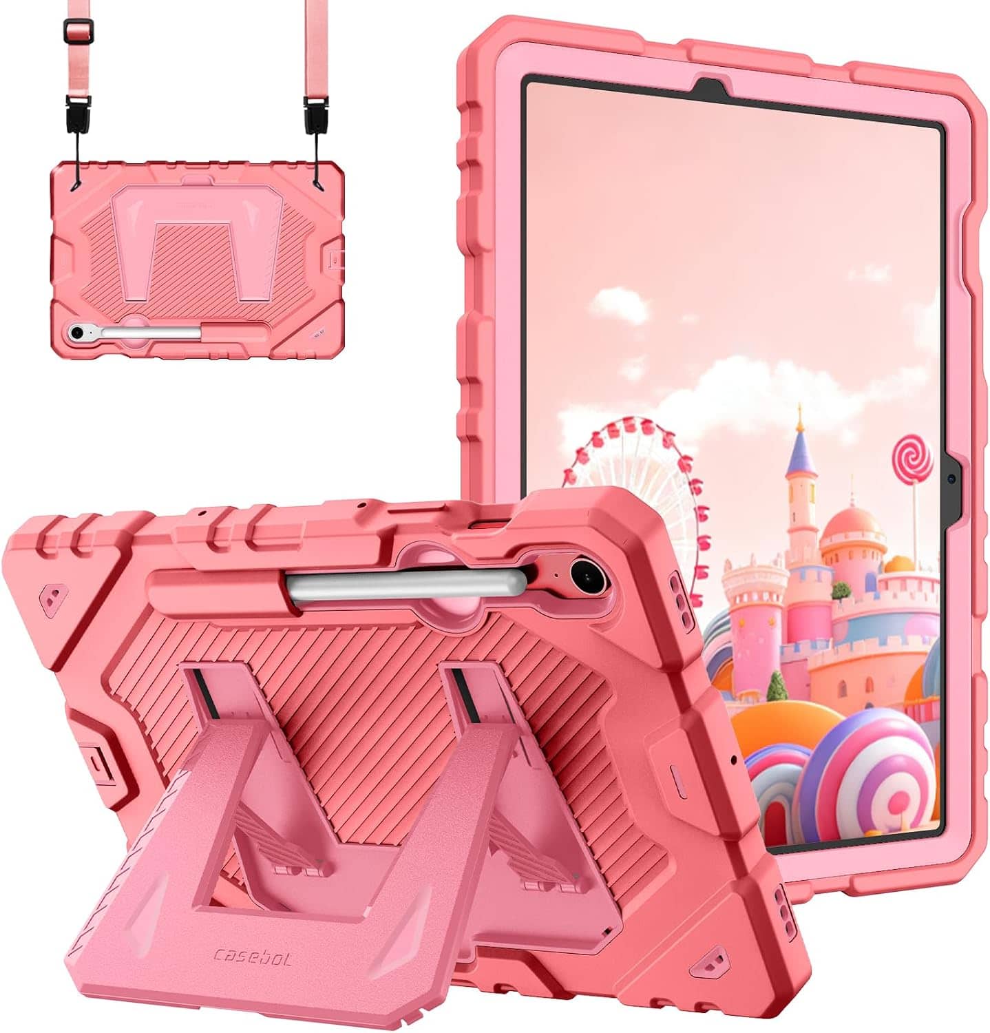 Fintie - Kid-Friendly Case for Samsung Galaxy Tab S10 Lite/S10 FE/S9 FE/S9 Rugged Shockproof Case with Kickstand & Shoulder Strap - Pink price history on PriceWatchPro