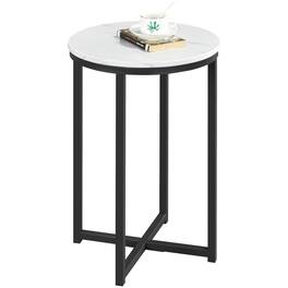 Ecooso - Modern Side Table with Faux Marble MDF Top For Any Small Space - Walnut