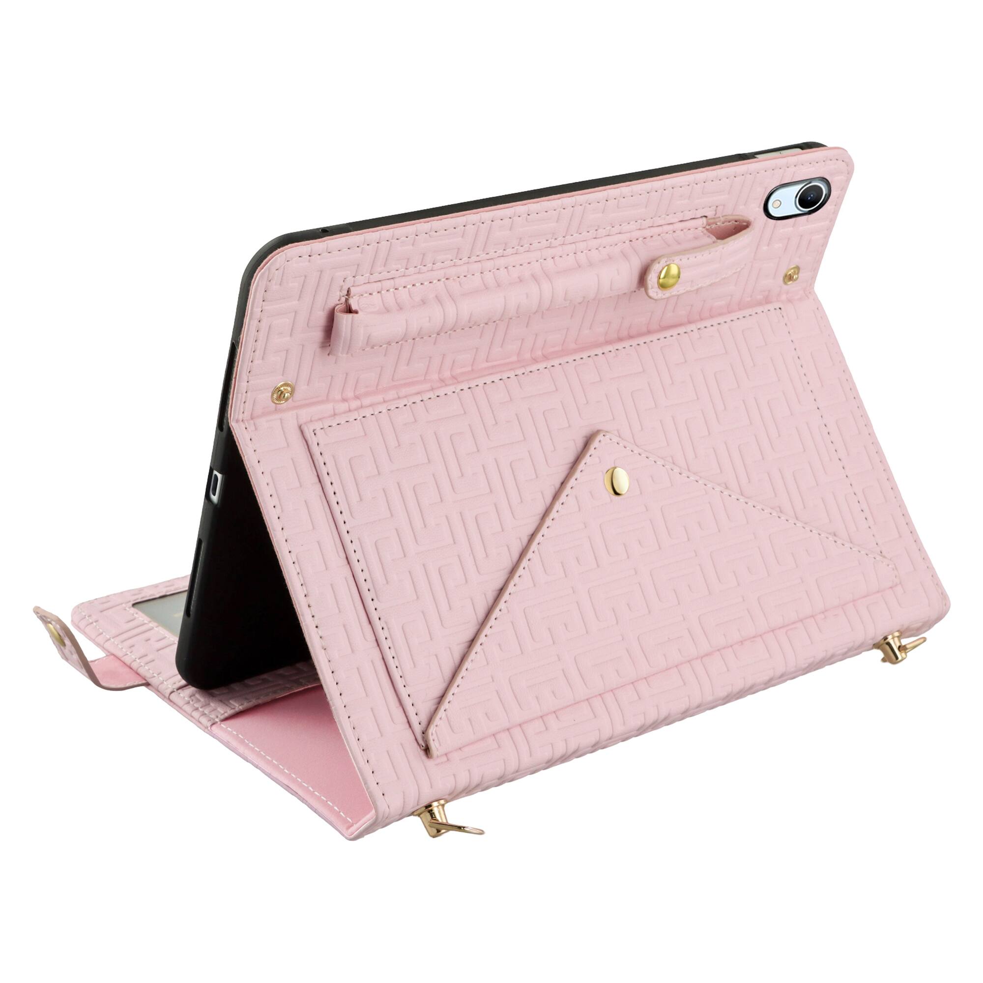 Alt View 1. Dteck - Crossbody Handbag Case for iPad A16 11" 2025/iPad 10th Gen 10.9" 2022, PU Leather Folio Stand Cover with Pencil Holder - Pink.