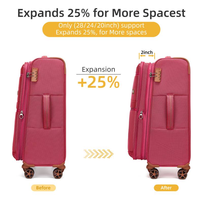 Expands 25% for More Space  
Only (28/24/20 inch) support  
Expands 25%, for More spaces  

Expansion +25%  

2 inch  

Before  
After