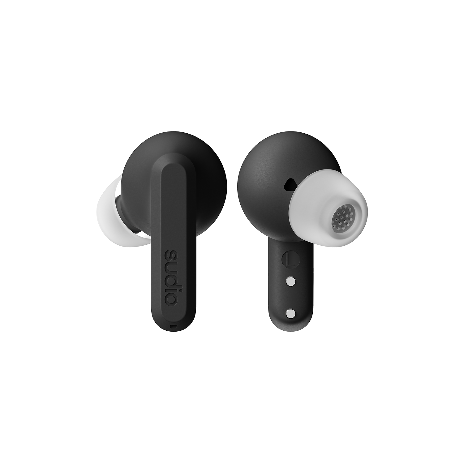 Left. Sudio - Sudio A3 Pro True Wireless Noise Cancelling Earbuds -Black - black.