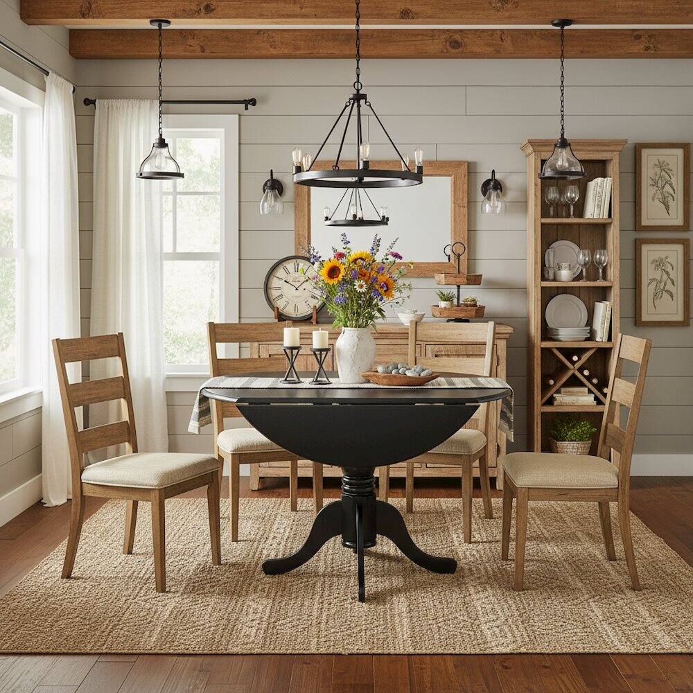 Alt View 1. FurniFact - Round Table - Black.