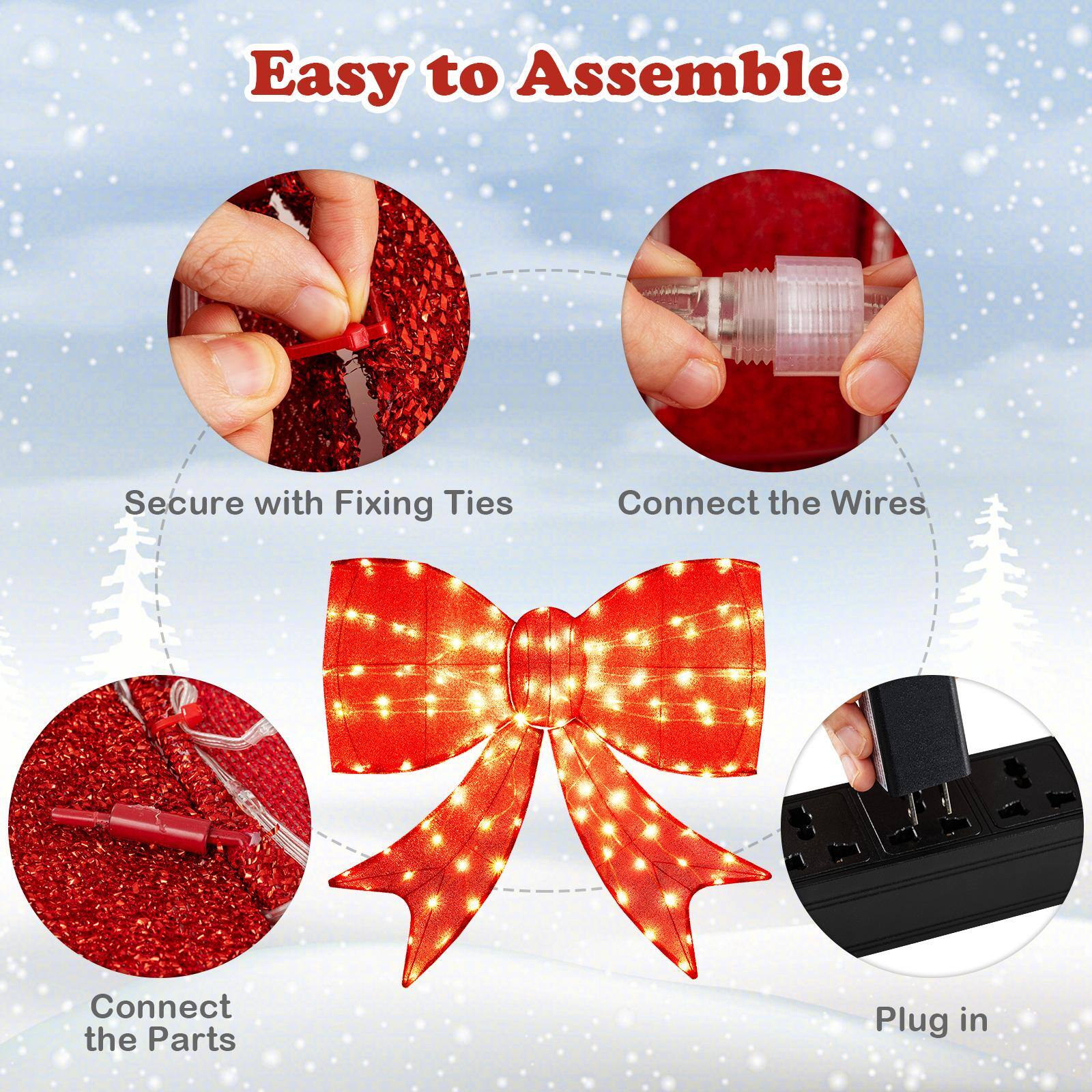 Easy to Assemble

Secure with Fixing Ties

Connect the Wires

Connect the Parts

Plug in