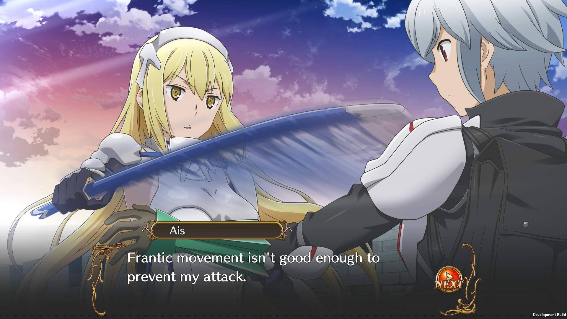 Ais:  
"Frantic movement isn't good enough to prevent my attack."

NEXT Development Build