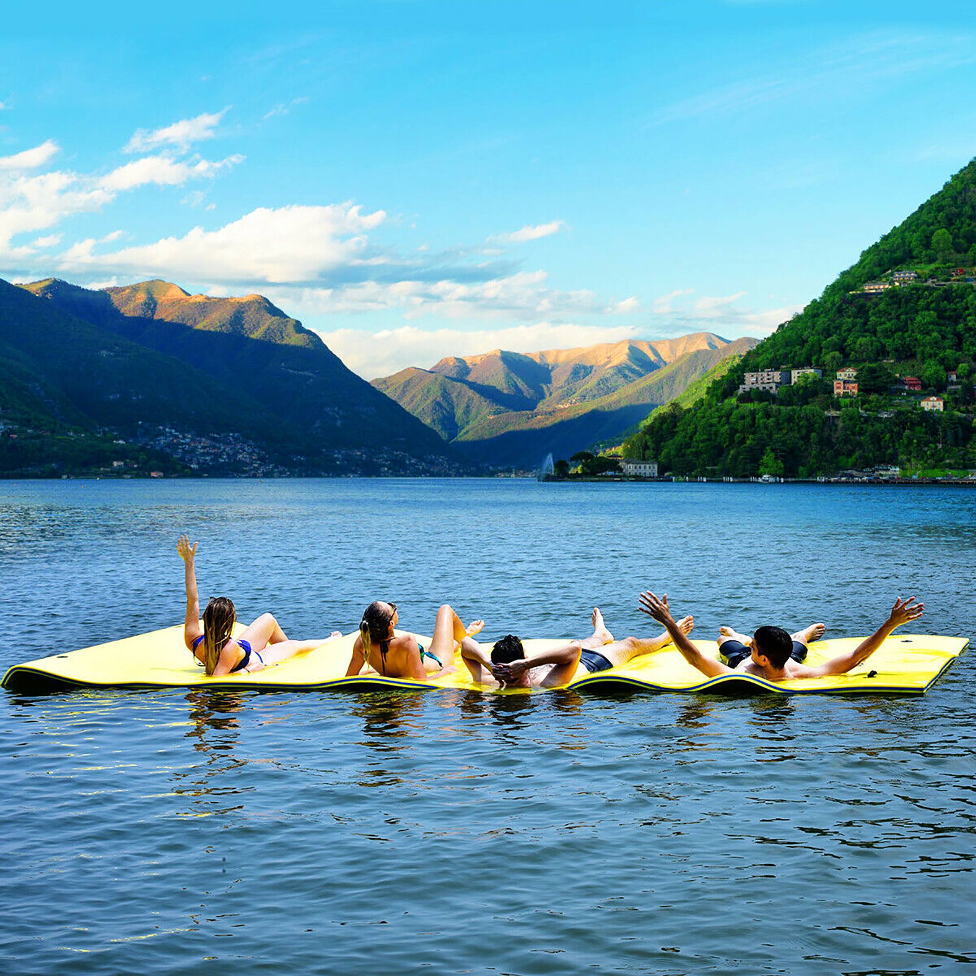 Alt View 2. Costway - Costway 3 Layer Floating Water Pad Foam Mat Water Recreation Relaxing Tear-resistant 18' x 6' - yellow.