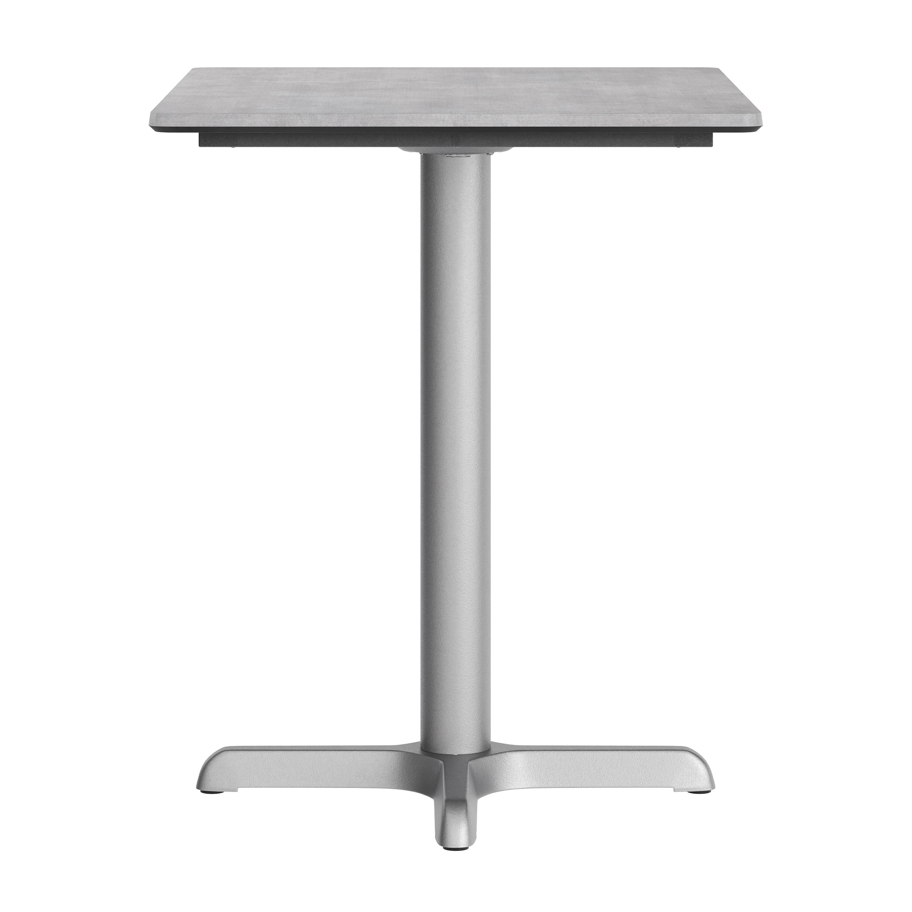 Alt View 7. Emma + Oliver - PureShield Indoor Outdoor Tabletop with Seam-Free Surface Innovation and Cast Iron Bistro Table Base - Gray Faux Concrete/Silver Base.