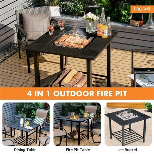 BBQ Grill  
4 IN 1 OUTDOOR FIRE PIT  
Dining Table  
Fire Pit Table  
Ice Bucket