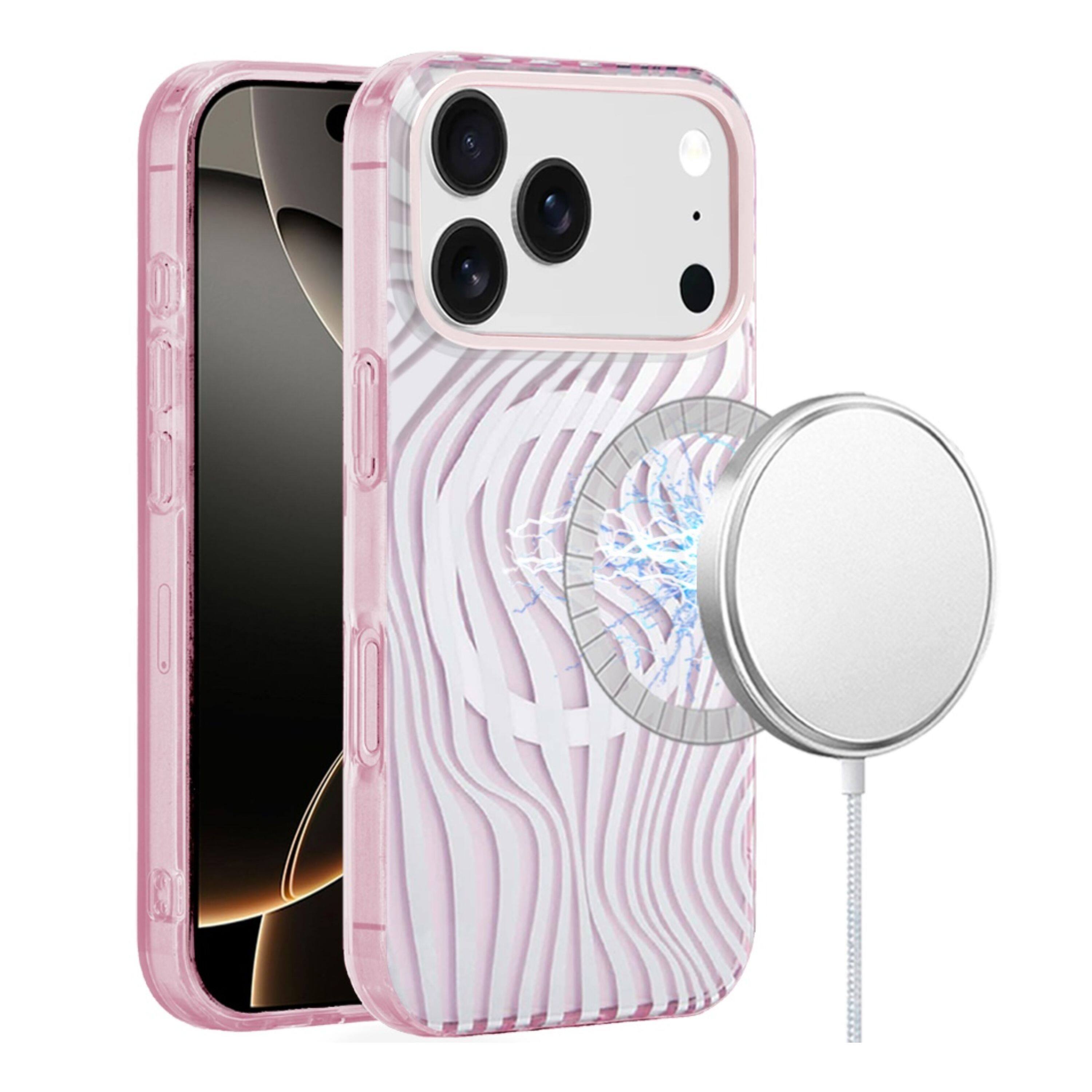 Front. Kitcheniva - IMD Dual Layer Phone Case With Magnetic Circle Tempered Glass For iPhone 17 Pro - Multicolor.