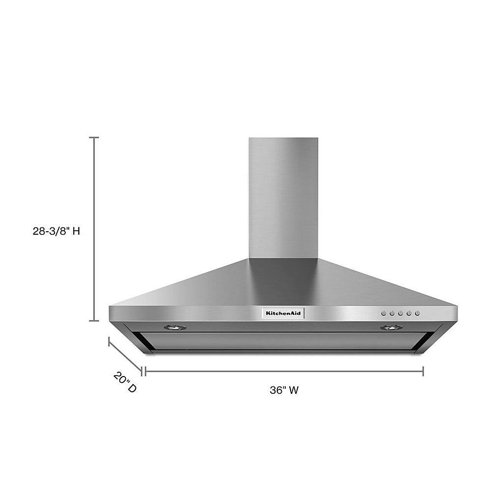 Alt View 14. KitchenAid - 36" Convertible Range Hood - Stainless steel.