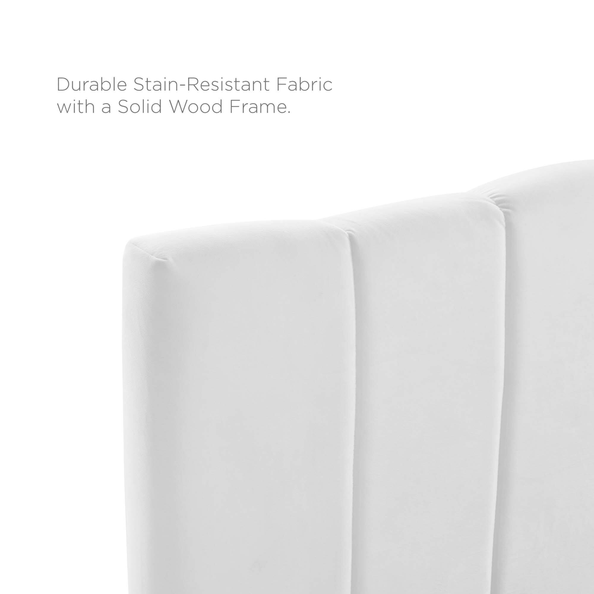 Durable Stain-Resistant Fabric with a Solid Wood Frame.