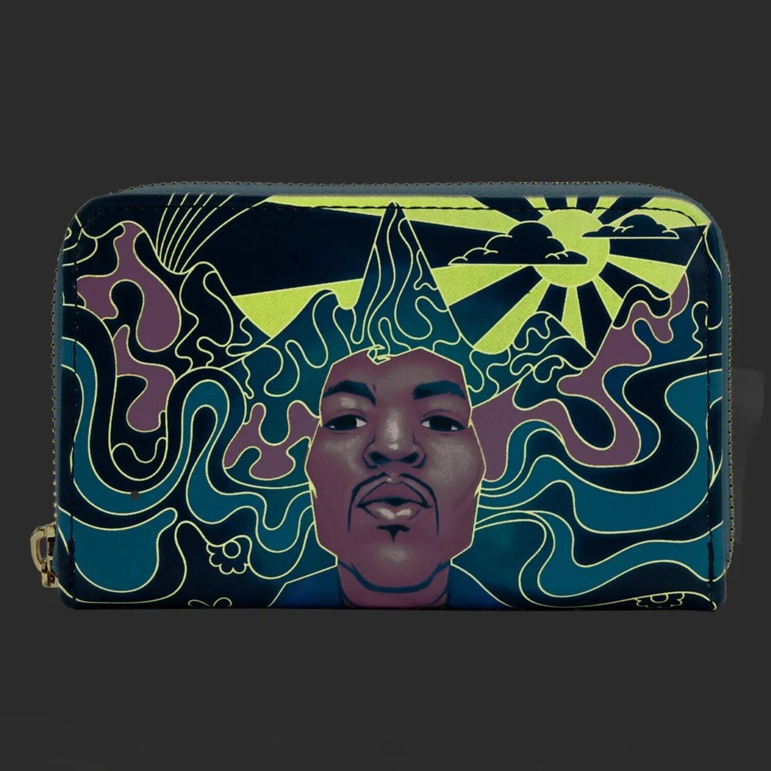 Alt View 1. LoungeFly - Jimi Hendrix - LOUNGEFLY: JIMI HENDRIX PSYCHEDELIC LANDSCAPE ZIP AROUND WALLET   - APPAREL - Multicolor.