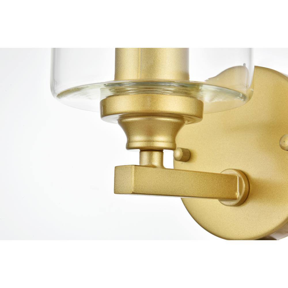 Angle. Living District - Mayson 1 light Brass and Clear Bath Sconce - Brass And Clear.