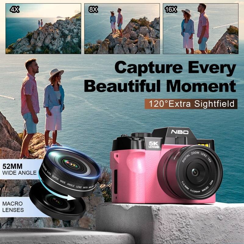 NBD S100F 5K Digital Camera for Photography, 48MP, Autofocus, 16X