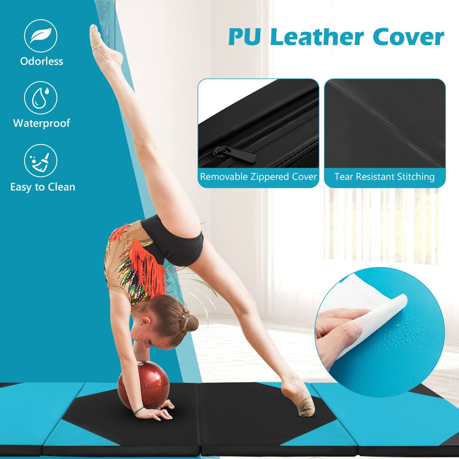 PU Leather Cover

- Odorless
- Waterproof
- Easy to Clean
- Removable Zippered Cover
- Tear Resistant Stitching