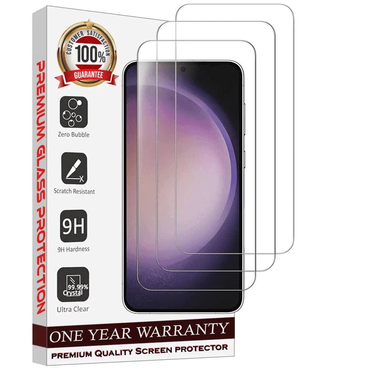 CUSTOMER 100% SATISFACTION GUARANTEE  
PREMIUM Zero Bubble GLASS Scratch Resistant  
9H Hardness  
99.99% Clear  
ONE YEAR WARRANTY  
PREMIUM QUALITY SCREEN PROTECTOR