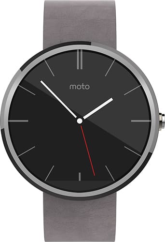 Motorola - Moto 360 23mm Smartwatch for Android Devices 4.3 or Higher - Stone Leather-Front_Standard