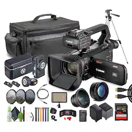Canon - XA70 PAL 4K UHD / 25p Camcorder + 128GB Memory Card + LED light + More (International Model)