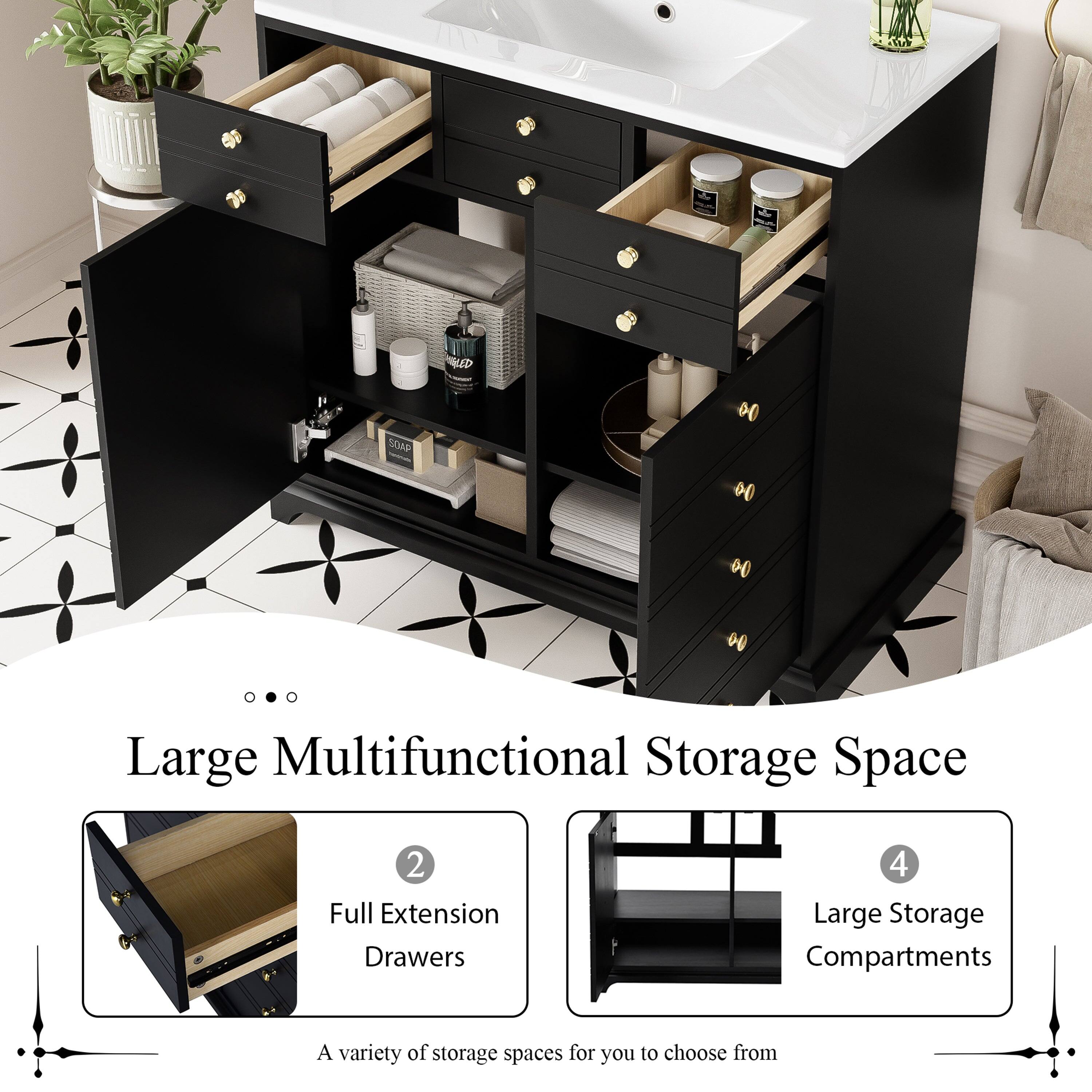 DOAP 00 00 00 00  
Large Multifunctional Storage Space  
2 Full Extension Drawers  
4 Large Storage Compartments  
A variety of storage spaces for you to choose from