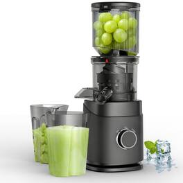 Teendow - Cold Press Juicer 4.5" Wide Chute for Whole Fruit & Vegetable, Slow Masticating Juice with 2 Cups - Black