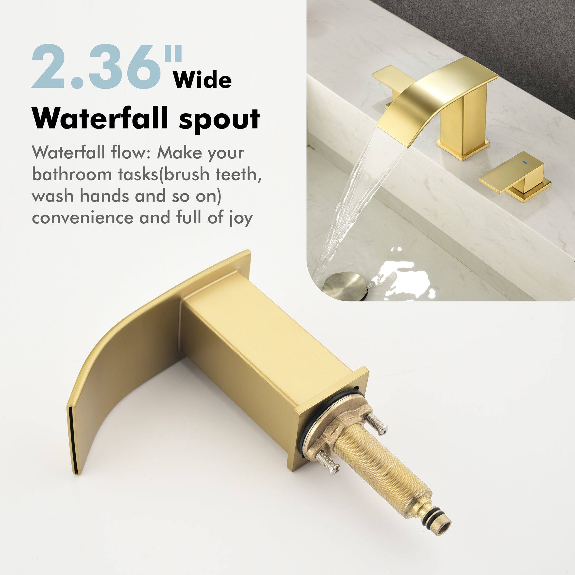 2.36" Wide Waterfall spout

Waterfall flow: Make your bathroom tasks (brush teeth, wash hands and so on) convenience and full of joy