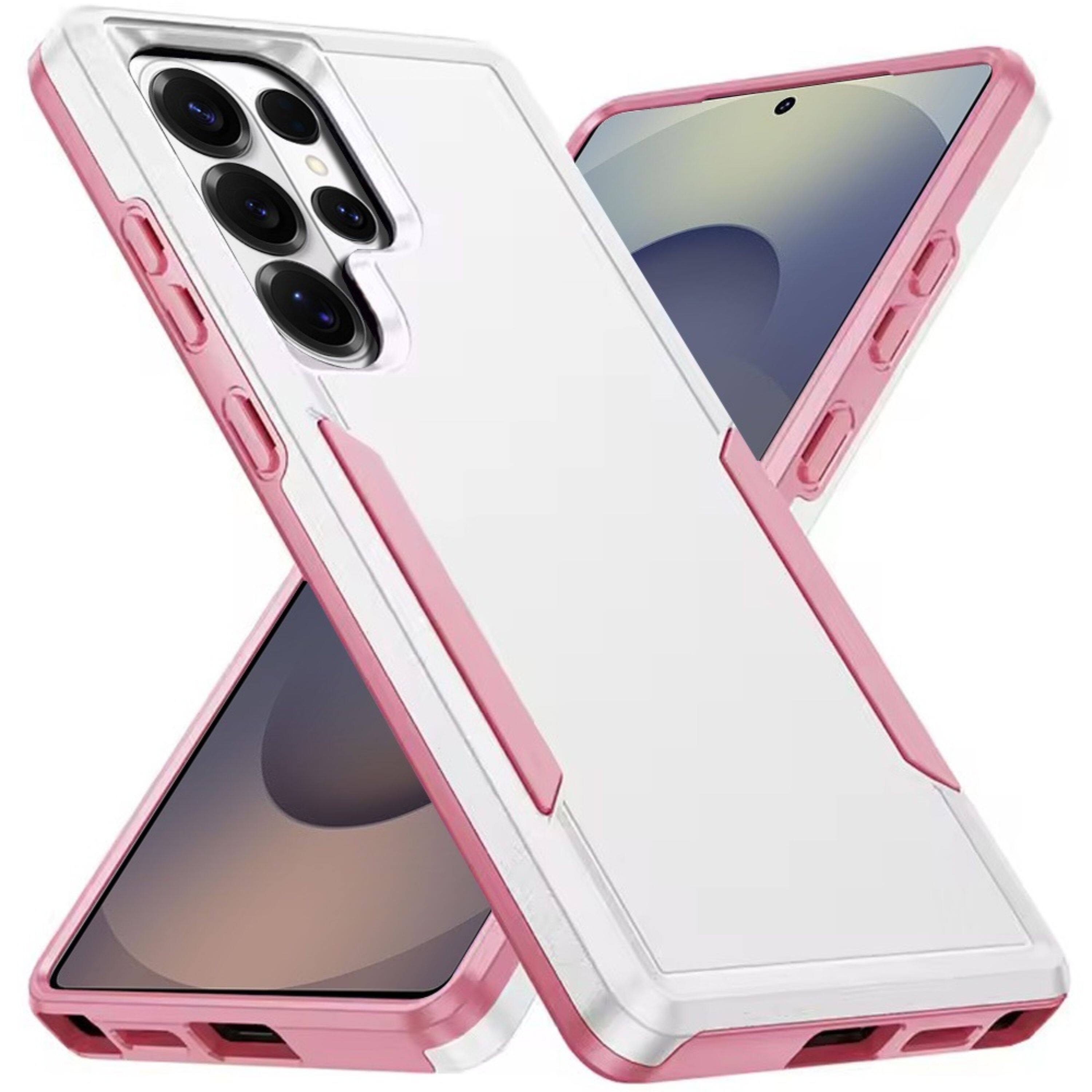 Left. Kitcheniva - Fused Rugged Shockproof Phone Cover With Tempered Glass For Samsung Galaxy S26 Ultra White - White.