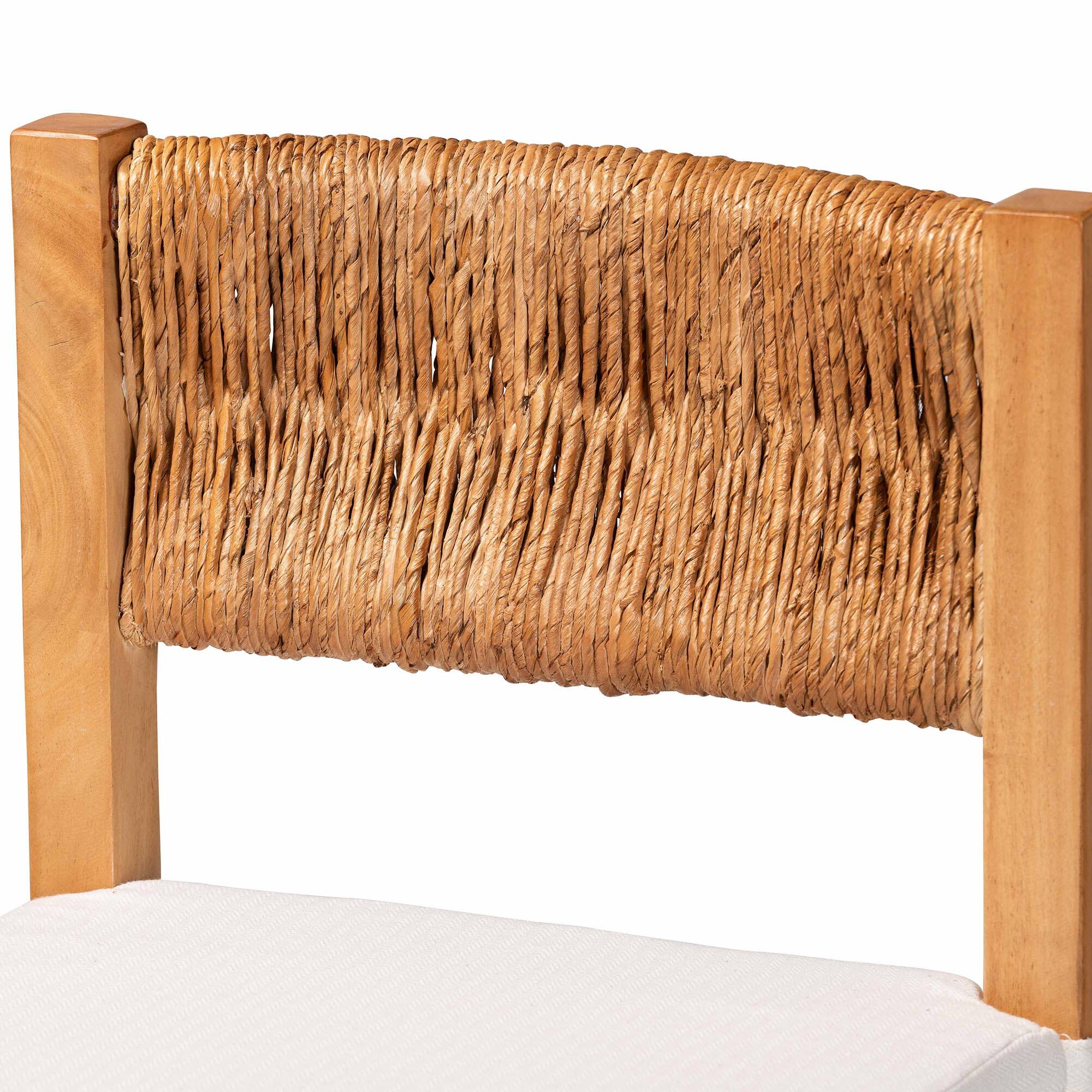 Alt View 1. bali & pari - Pava Woven Seagrass Counter Stool - Solid Mahogany Wood Stool with Textured Back, Coastal, Counter Height - Honey/Natural Brown.