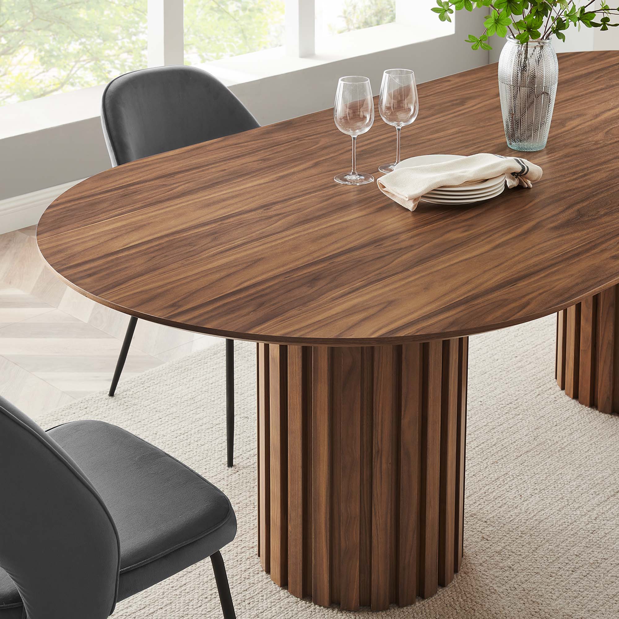 Alt View 5. Modway - Senja 95" Oval Dining Table - Brown.