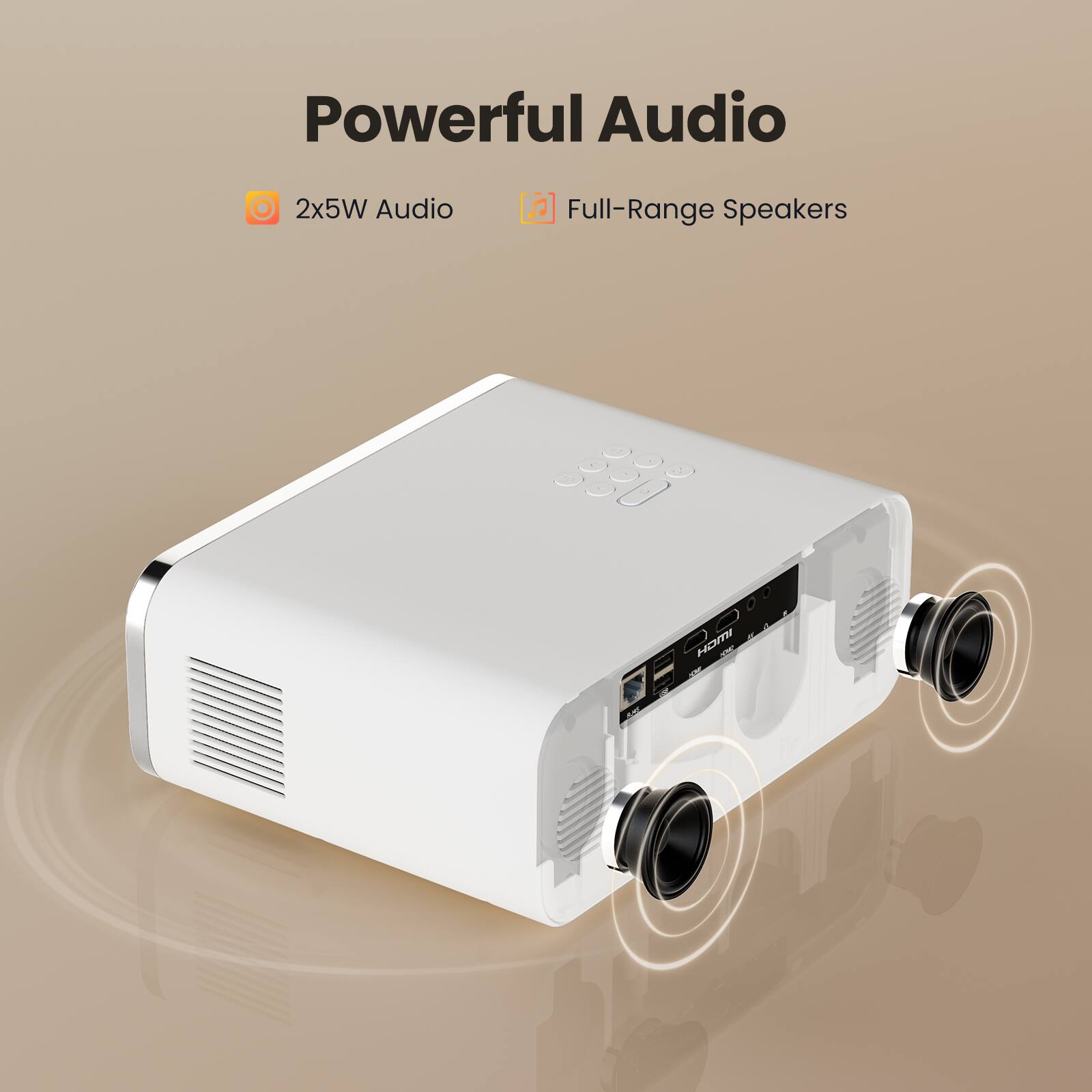 Powerful Audio  
2x5W Audio  
Full-Range Speakers