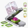 Front. VEVOR - Vegetable Chopper, Food Veggie Cutter with 3 Stainless Steel Blades, Onion Slicer with Container - Silver.