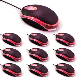 Comfort Essence - Wired Mini Optical Mouse Computer With Usb For Laptop Pc Desktop Mice Compatible Windows Linux Fit - Wireless - 10 pack black