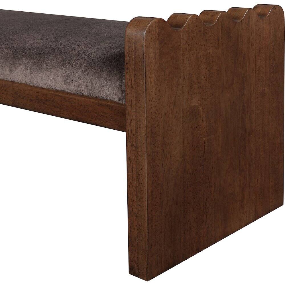 Alt View 4. Meridian Furniture - Sonia Brown Velour Fur Fabric Bench - Brown.