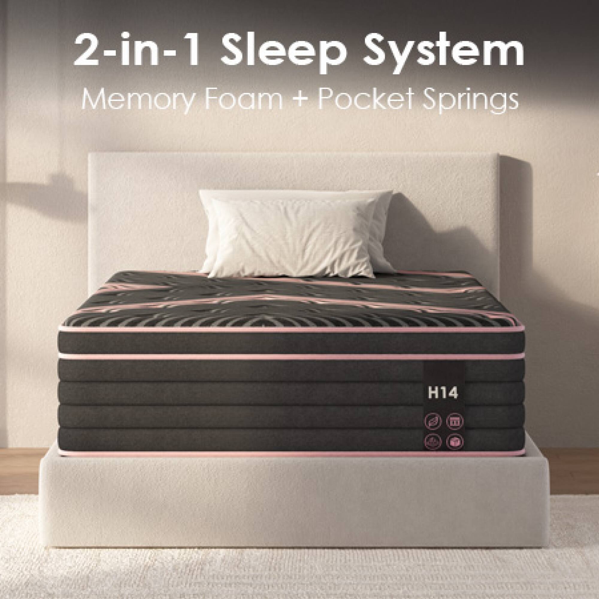 2-in-1 Sleep System  
Memory Foam + Pocket Springs  
H14