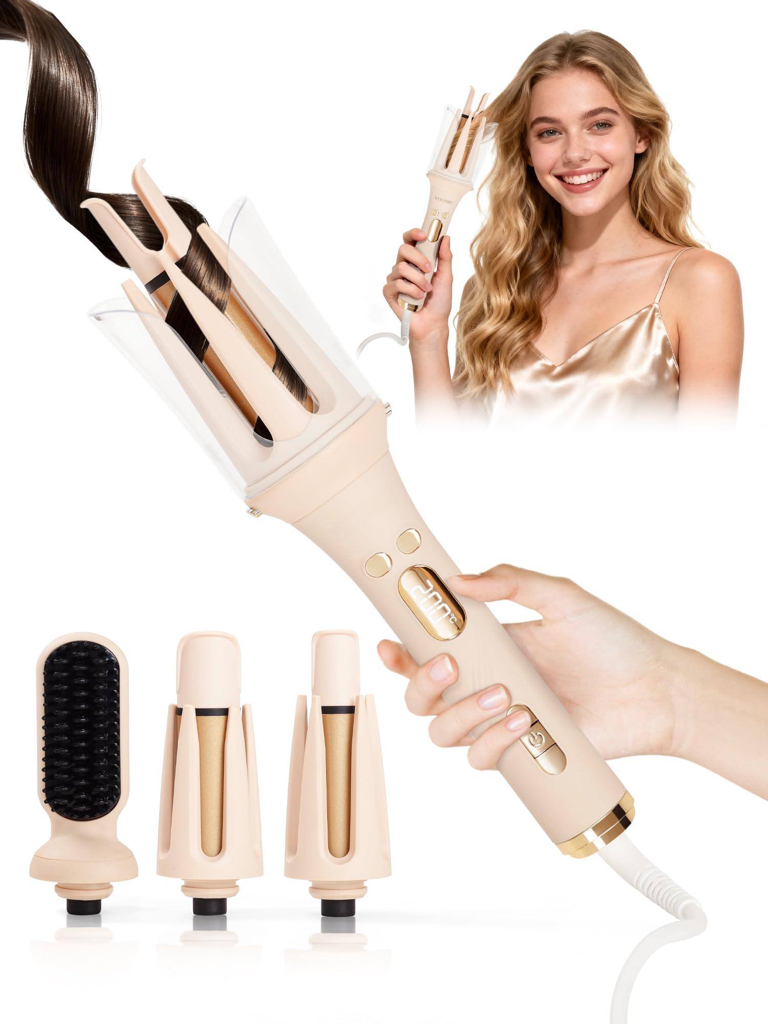 Front. VEGA AUTOMOTIVE - 3 in 1 Automatic Curling Iron Straightener Beach Wave Wand 1 1 25 Ceramic With Ions Dual Lightweight An - Default.