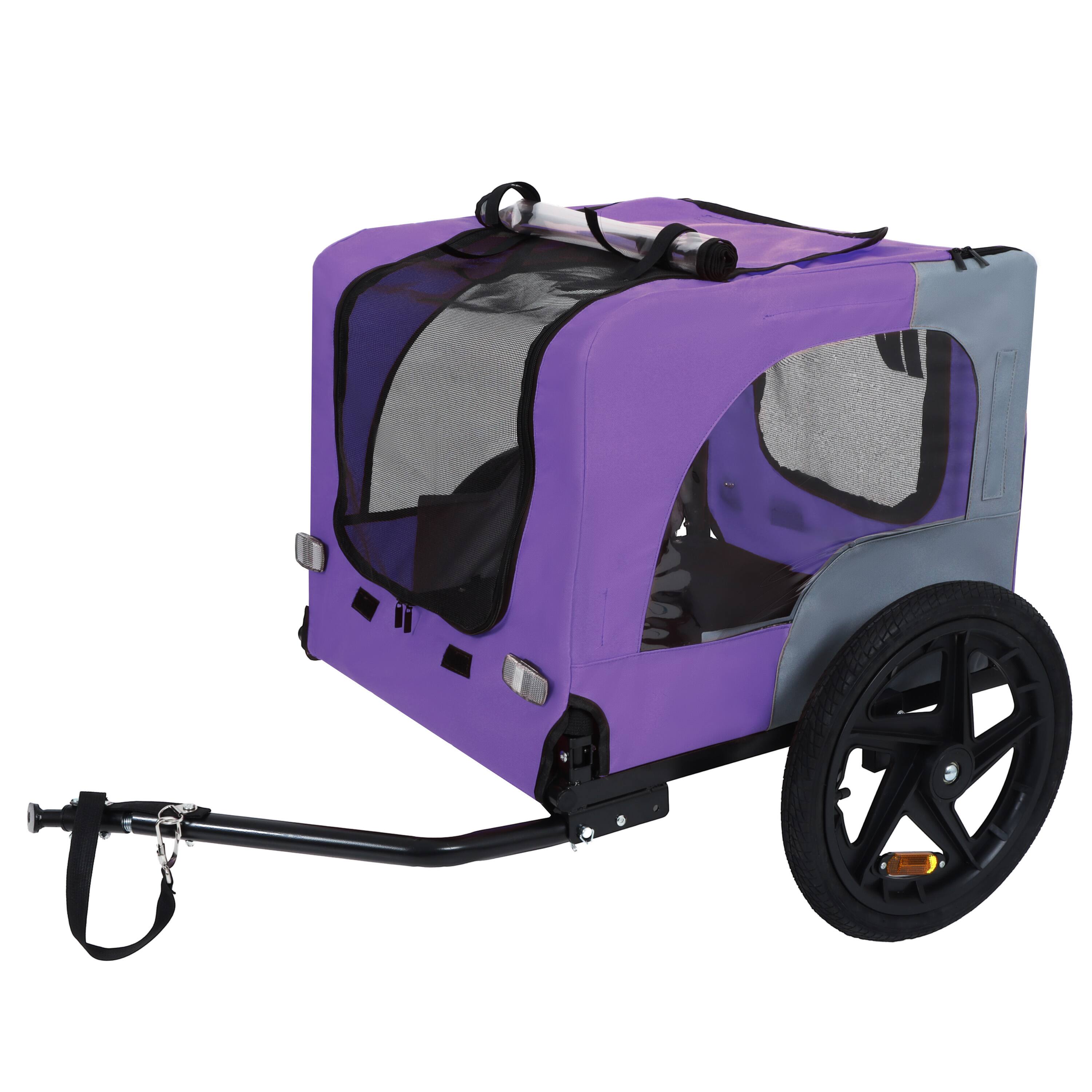 Alt View 2. TinyHomie - Outdoor Heavy Duty Collapsible Pet Bike Trailer 16inch  Wheels Universal Hitch Purple.