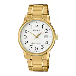 Casio - Men’s Stainless Steel Watch with White Dial - MTP-V002G-7B2UDF - Gold