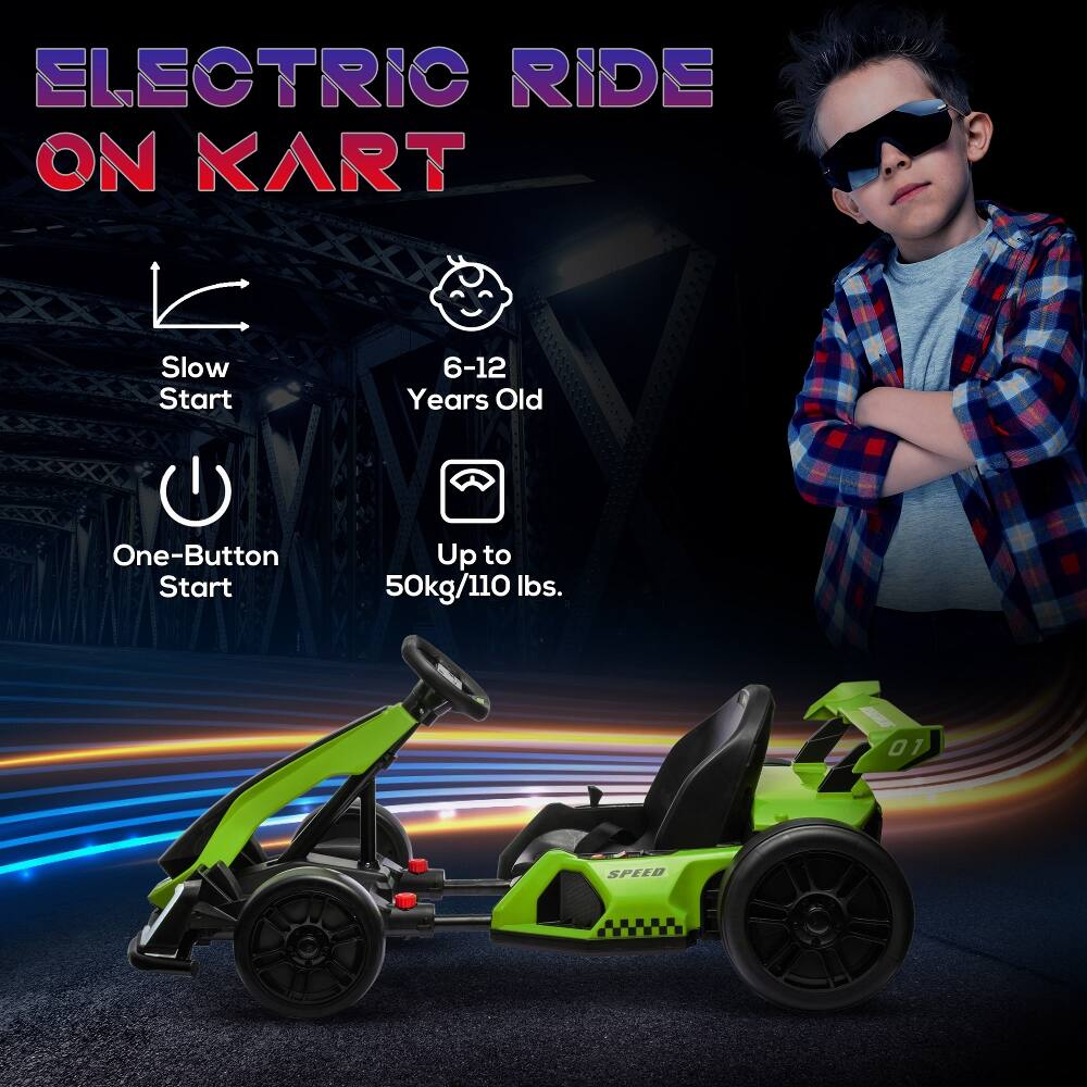 ELECTRIC RIDE ON KART

- Slow Start
- 6-12 Years Old
- One-Button Start
- Up to 50kg/110 lbs.
