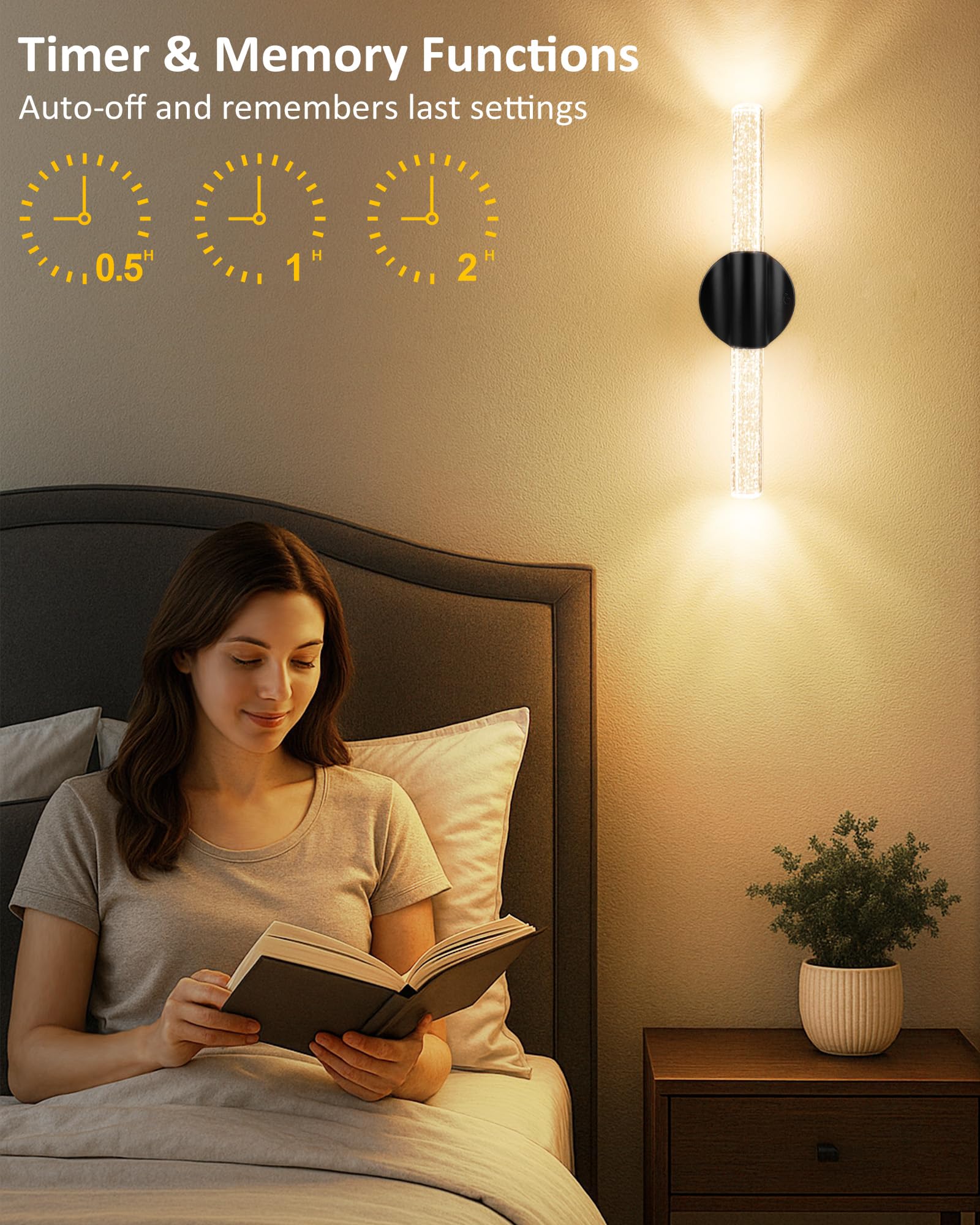 Timer & Memory Functions  
Auto-off and remembers last settings  
0.5 H  
1 H  
2 H