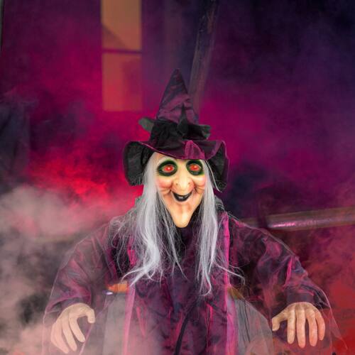 Alt View 7. Winado - 5.9FT Halloween Scary Witch Animated Talking with Spooky Voice, Lights for Outdoor Indoor Party Garden Yard Decorations - Purple.