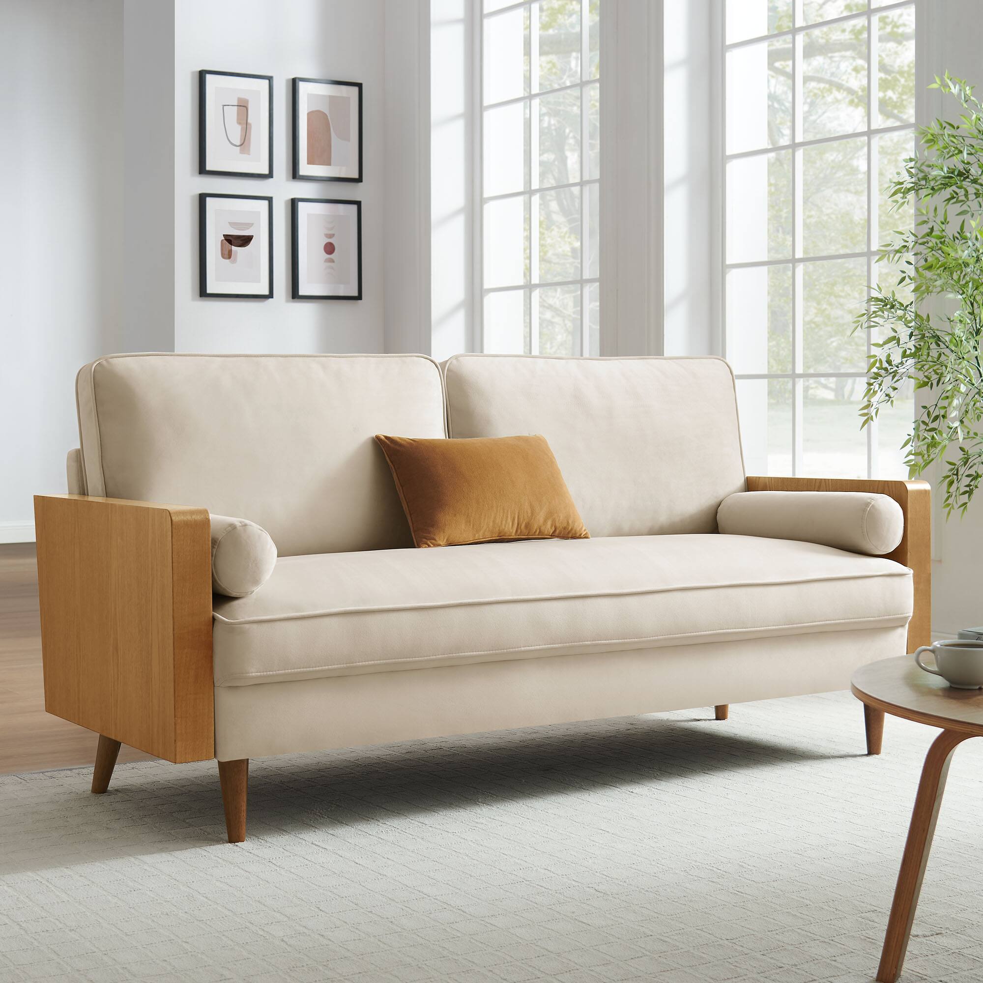 Alt View 4. Modway - Kellan Performance Velvet Sofa by Modway - Oatmeal.