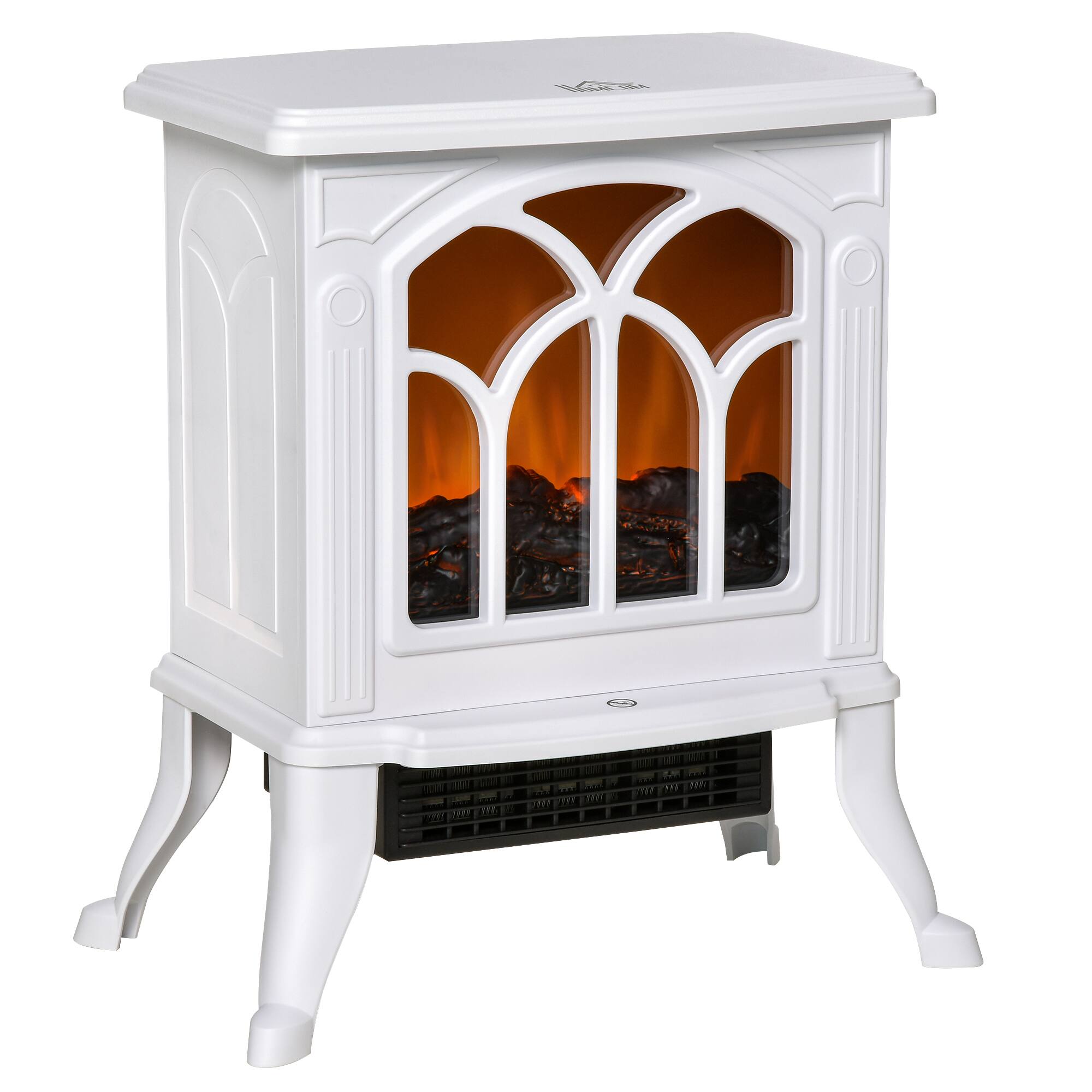 Front. Tiramisubest - 17" Freestanding Electric Fireplace Stove,Fire Place Heater with Realistic Flame Effect,Overheat Protection,White - White.
