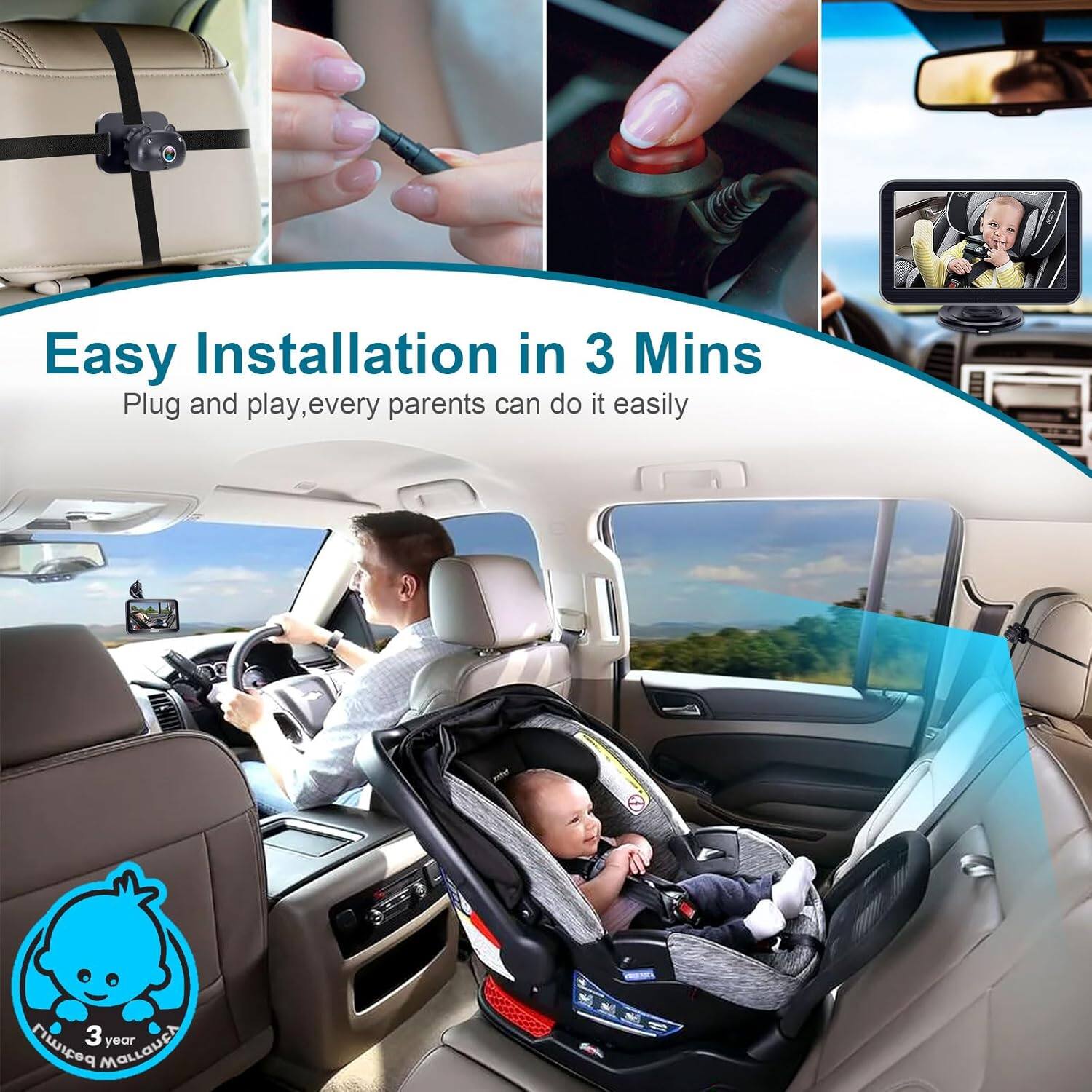 Easy Installation in 3 Mins  
Plug and play, every parents can do it easily  
3 year Limited MaLLaUcA