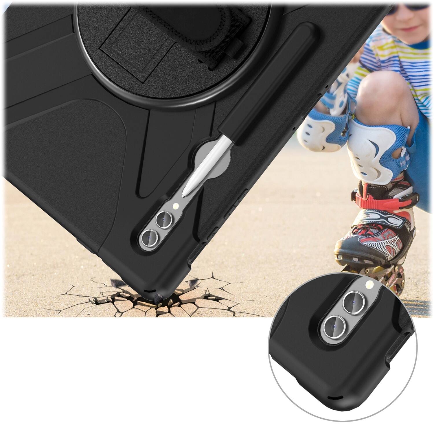 Alt View 18. SaharaCase - DEFENSE-X Series Case for Samsung Galaxy Tab S10 Ultra, Tab S9 Ultra, and Tab S8 Ultra - Black.